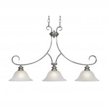 Golden 6005-10 PW - Lancaster 3 Light Linear Pendant in Pewter with Marbled Glass