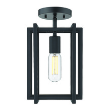  6070-1SF BLK-BLK - Tribeca 1-Light Semi-Flush in Matte Black with Matte Black Accents