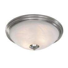 Golden 7158-FM PW - Two Light Pewter Chiseled Marble Glass Bowl Flush Mount