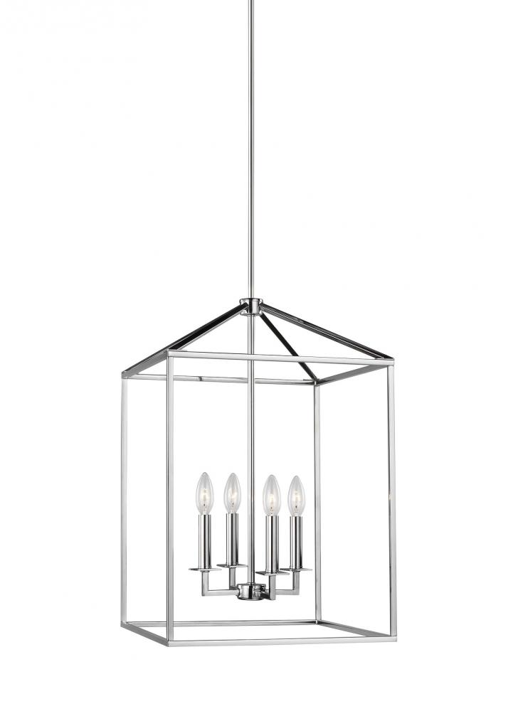 Perryton transitional 4-light indoor dimmable medium ceiling pendant hanging chandelier light in chr