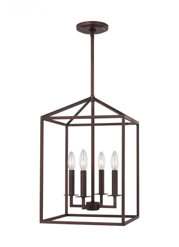 Perryton transitional 4-light indoor dimmable small ceiling pendant hanging chandelier light in bron