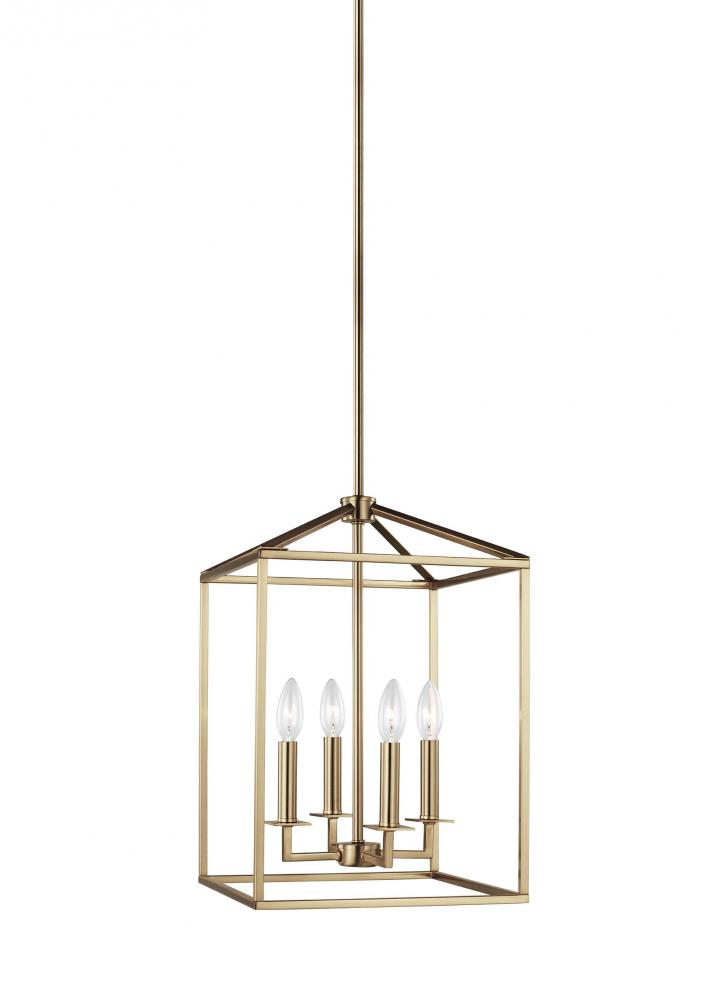 Perryton transitional 4-light indoor dimmable small ceiling pendant hanging chandelier light in sati
