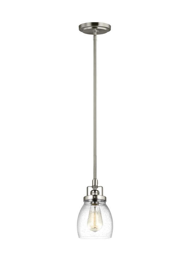 Belton transitional 1-light indoor dimmable ceiling hanging single pendant light in brushed nickel s