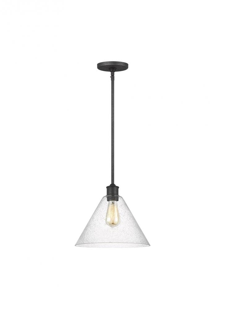 Belton transitional 1-light indoor dimmable ceiling hanging single pendant light in midnight black f