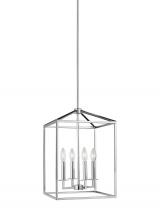 Generation Lighting 5215004-05 - Perryton transitional 4-light indoor dimmable small ceiling pendant hanging chandelier light in chro