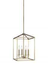 Generation Lighting 5215004-848 - Perryton transitional 4-light indoor dimmable small ceiling pendant hanging chandelier light in sati