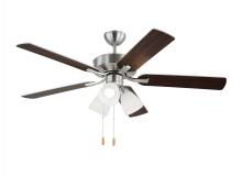  5LD52BSF - Linden 52 Inch Traditional Indoor Brushed Steel Silver LED Dimmable Dual Mount Hugger Ceiling Fan