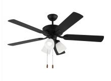  5LD52MBKF - Linden 52 Inch Traditional Indoor Midnight Black LED Dimmable Dual Mount Hugger Ceiling Fan
