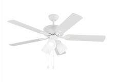  5LD52RZWF - Linden 52 Inch Traditional Indoor Matte White LED Dimmable Dual Mount Hugger Ceiling Fan
