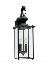 Generation Lighting 8468-12 - Jamestowne transitional 2-light outdoor exterior wall lantern in black finish with clear beveled gla