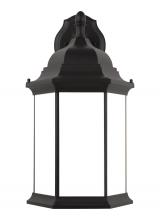 8738751-12 - Sevier traditional 1-light outdoor exterior extra large downlight outdoor wall lantern sconce in bla