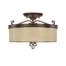 Capital 4161RT-498 - Three Light Rustic Drum Shade Semi-Flush Mount