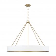  453061RE - 6-Light Modern Circular Metal Chandelier in Matte White with Painted Matte Brass Interior