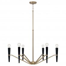  453861AB - 6-Light Chandelier in Aged Brass and Black