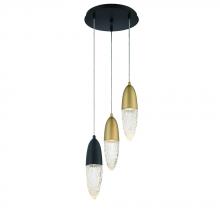  43858-046 - Ecrou 3 Light Chandelier in Mixed Black + Brass