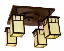 Arroyo Craftsman HCM-4L/4AGW-VP - 4" huntington 4 light ceiling mount, classic arch overlay