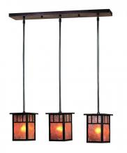 Arroyo Craftsman HICH-4L/3AGW-VP - 4" huntington 3 light in-line, classic arch overlay