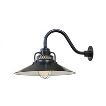  RRRS18-SB - R Series 1-Light Stem Hung Railroad Shade Satin Black