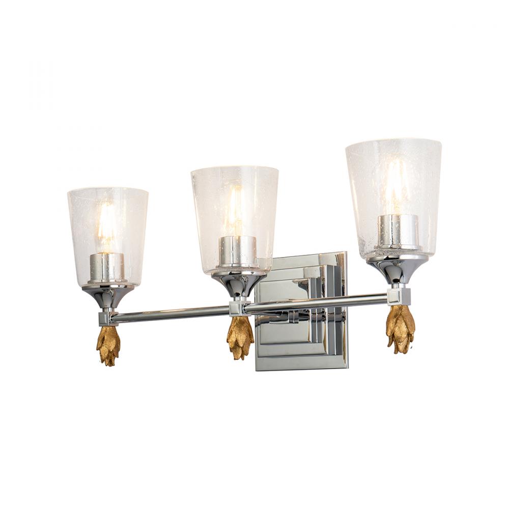 Vetiver 3 Light Vanity In Silver With Gold Accents