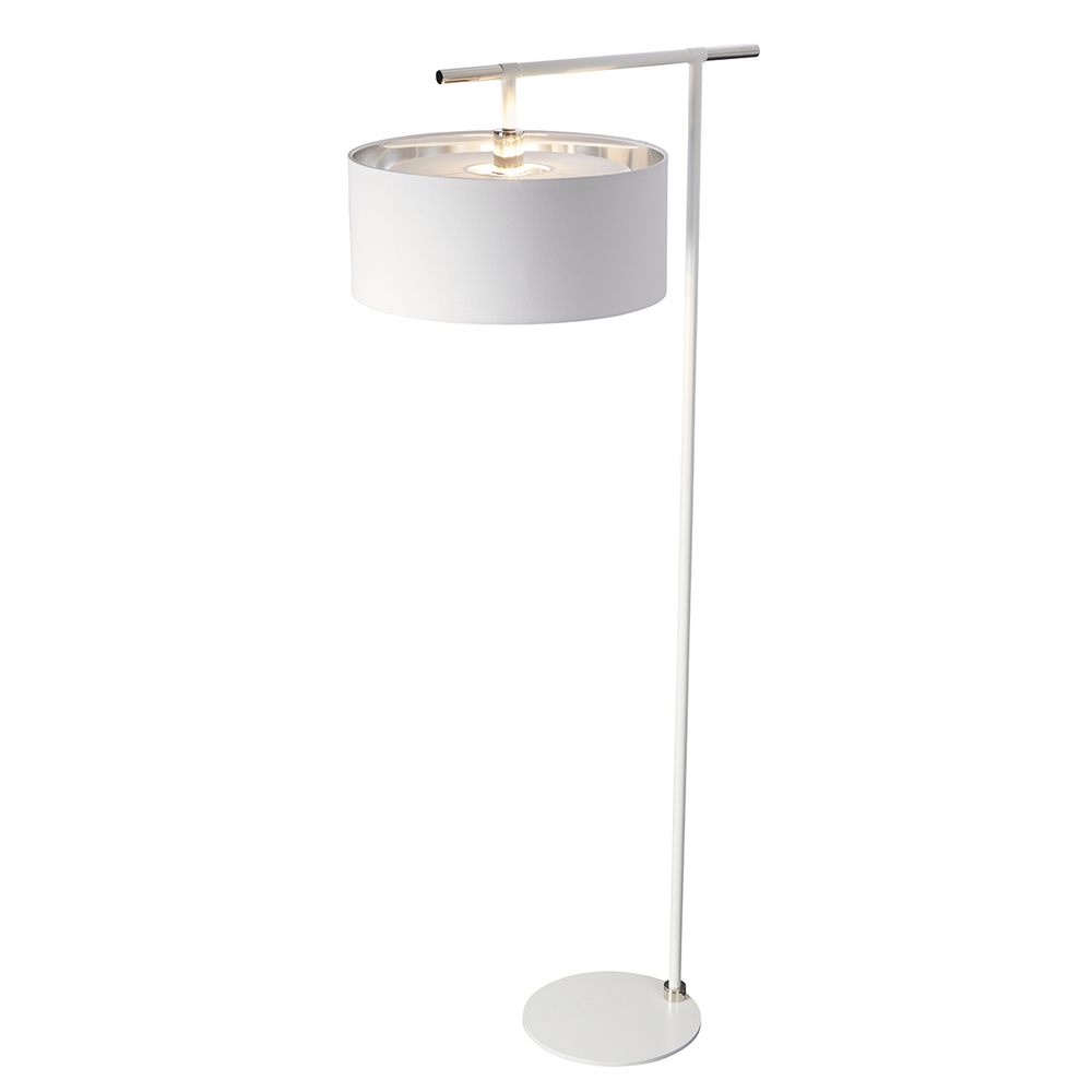 Modern Balance White and Polished Nickel Floor Lamp