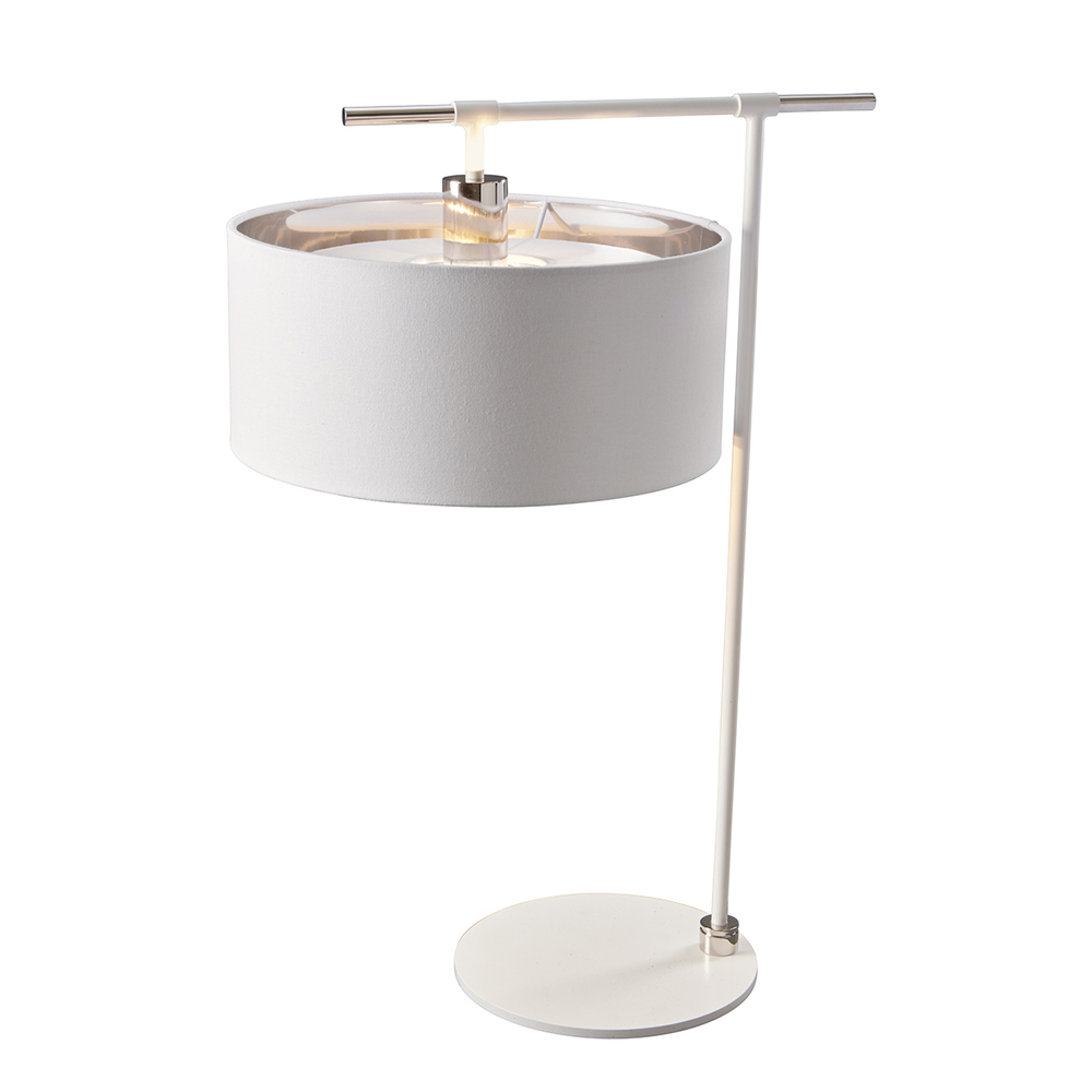 Modern Balance White and Polished Nickel Reading Table Lamp