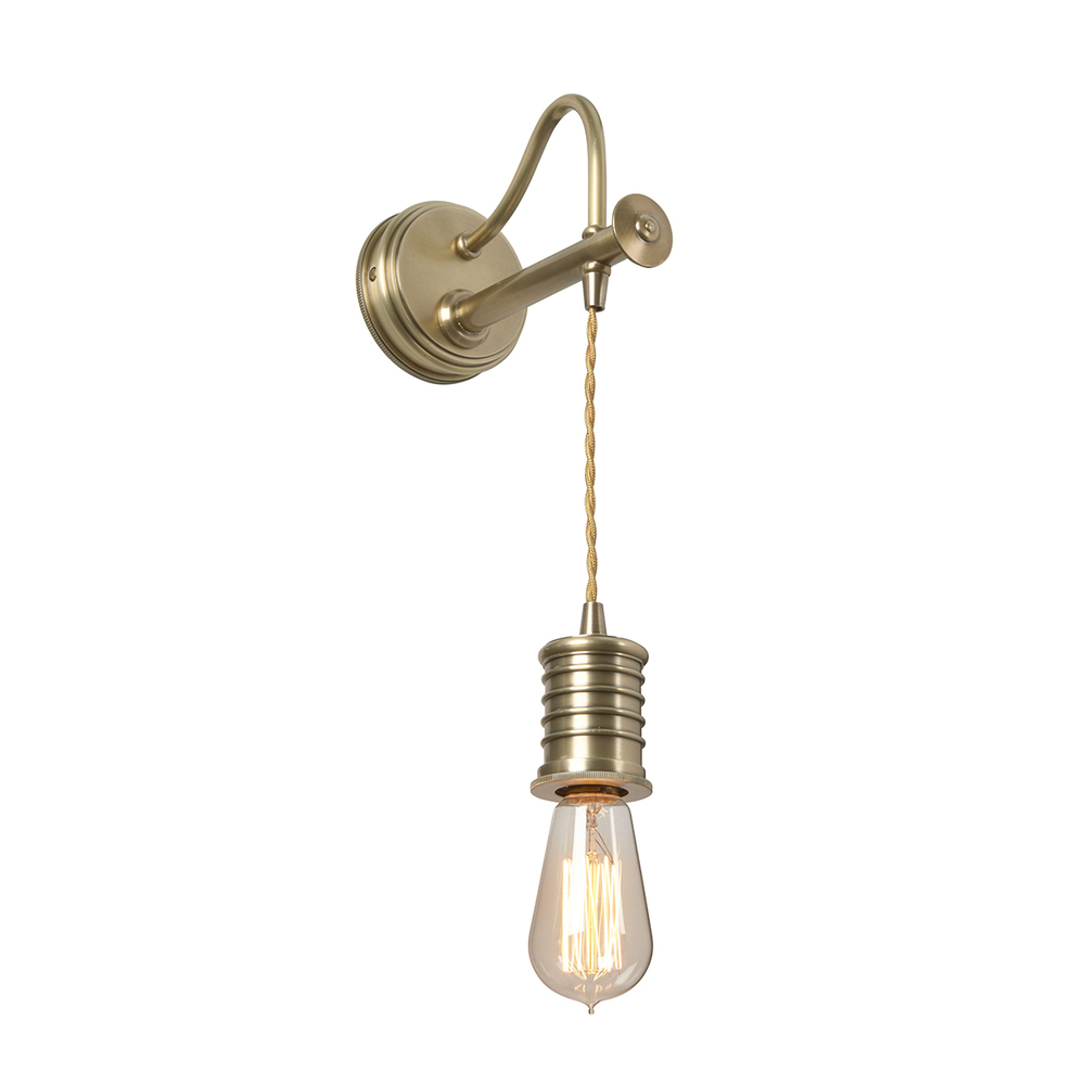 Douille Sconce Rustic and Industrial Wall Art in Antique Brass