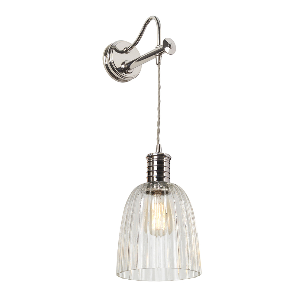 Douille Sconce with Glass Rustic and Industrial Wall Art in Silver