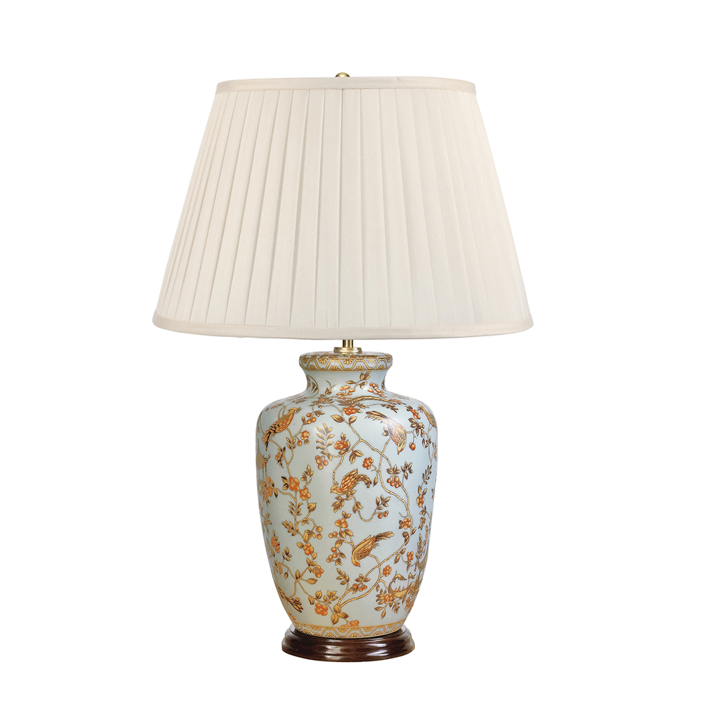 Gold Birds with grey accents Asian Inspired Ceramic Table Lamp