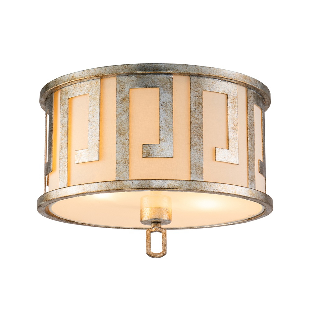 Lemuria 2 Light Flush mount Ceiling in Distressed Silver Traditional By Lucas McKearn