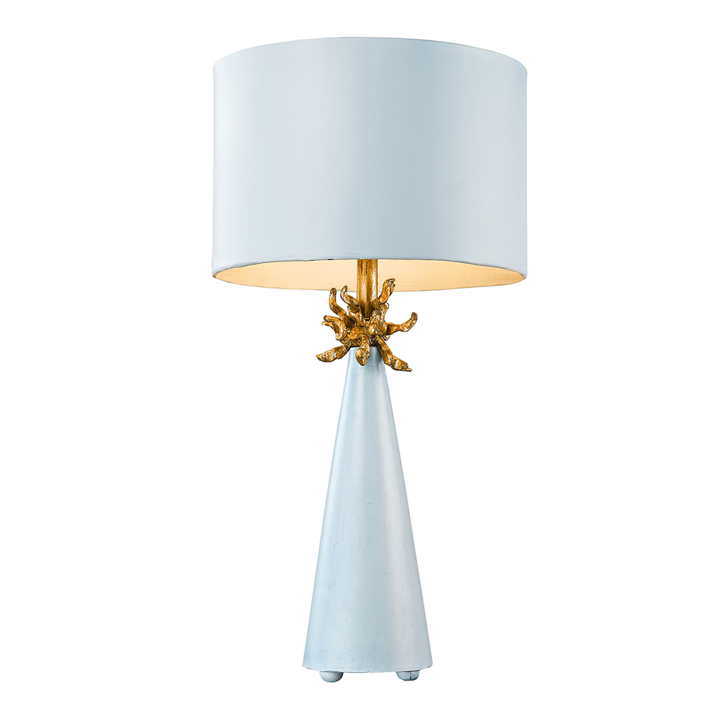 Neo Light Blue Grey Buffet Table Lamp with Distressed Gold accents By Lucas McKearn