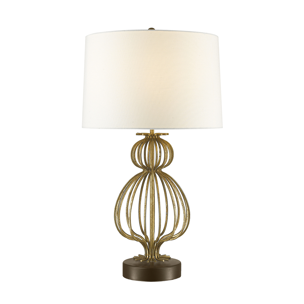 Sun King Buffet Table Lamp in Distressed Gold and Crystal By Lucas McKearn