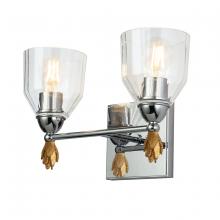 Lucas McKearn BB1000PC-2-F1G - Felice 2 Light Vanity Light In Silver With Gold Accents