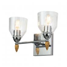 Lucas McKearn BB1000PC-2-F2G - Felice 2 Light Vanity Light In Silver With Gold Accents