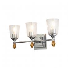 Lucas McKearn BB1022PC-3-F1G - Vetiver 3 Light Vanity In Silver With Gold Accents