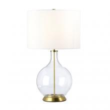  ORB-CLEAR-AB-WHT - Orb 1lt Table Lamp - Aged Brass (Complete with White Shade)