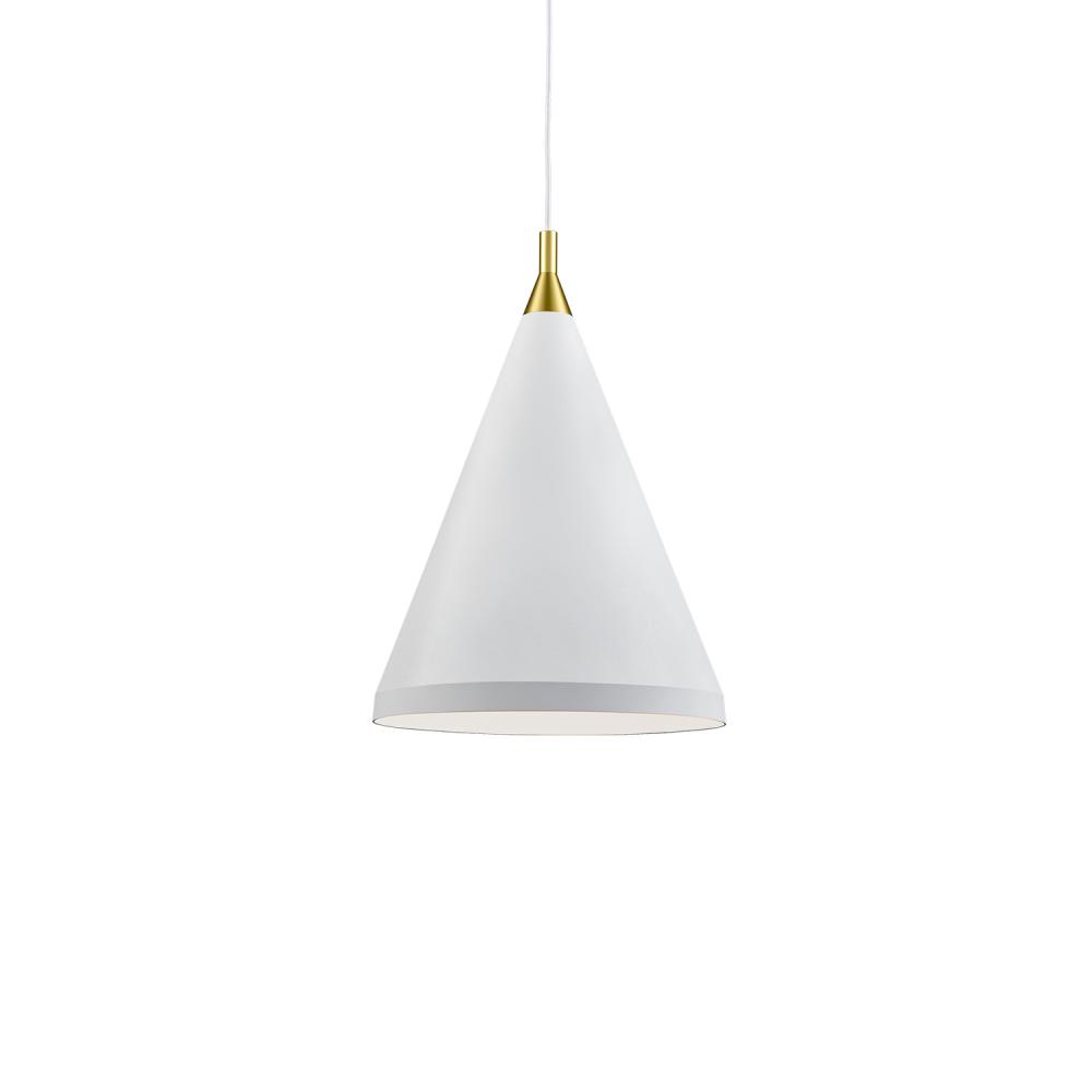 Dorothy 16-in White With Gold Detail 1 Light Pendant