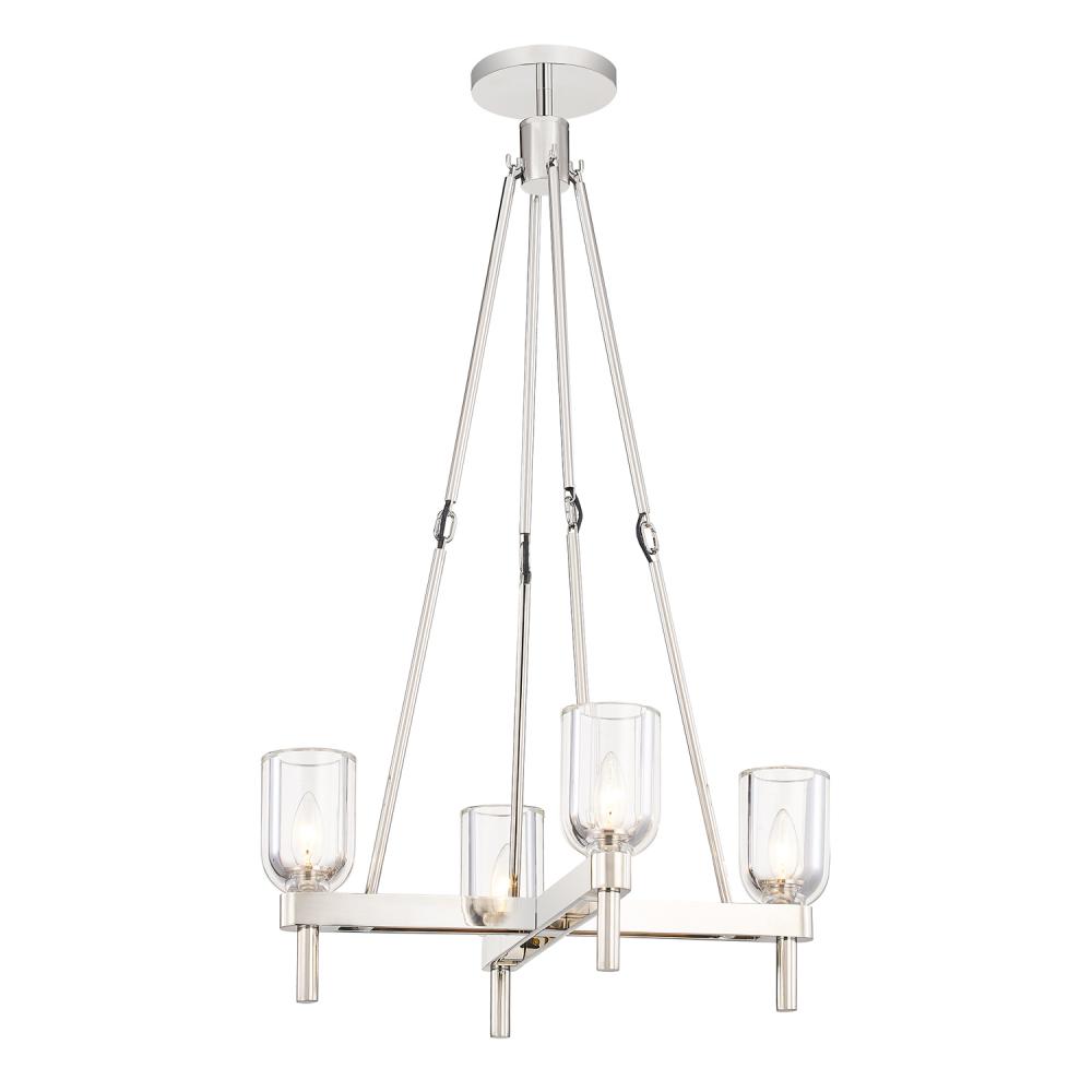 Lucian 22-in Clear Crystal/Polished Nickel 4 Lights Pendant