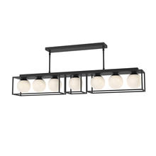  LP519748MBOP - Amelia 48-in Matte Black/Opal Matte Glass 7 Lights Linear Pendant