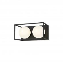  VL519213MBOP - Amelia 13-in Matte Black/Opal Matte Glass 2 Lights Vanity