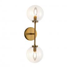 Alora Lighting WV549220AGCL - Cassia 20-in Aged Brass/Clear Glass 2 Lights Wall Vanity