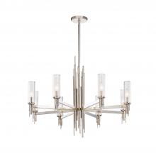 Alora Lighting CH335836PNCR - Torres 36-in Polished Nickel/Ribbed Glass 8 Lights Chandeliers