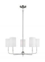 Visual Comfort & Co. Studio Collection 3109305-962 - Foxdale transitional 5-light indoor dimmable chandelier in brushed nickel silver finish with white l