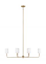 Visual Comfort & Co. Studio Collection 3609306-848 - Foxdale transitional 6-light indoor dimmable linear chandelier in satin brass gold finish with white