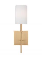 Visual Comfort & Co. Studio Collection 4109301-848 - Foxdale transitional 1-light indoor dimmable bath sconce in satin brass gold finish with white linen