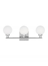 Visual Comfort & Co. Studio Collection 4461603-05 - Clybourn modern 3-light indoor dimmable bath vanity sconce in chrome finish with white milk glass sh
