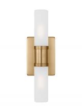 Visual Comfort & Co. Studio Collection 4465002-848 - Keaton modern industrial 2-light indoor dimmable small bath vanity wall sconce in satin brass gold f