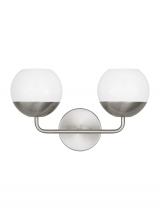 Visual Comfort & Co. Studio Collection 4468102EN3-962 - Alvin modern LED 2-light indoor dimmable bath vanity wall sconce in brushed nickel silver finish wit