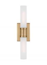 Visual Comfort & Co. Studio Collection 4565002-848 - Keaton modern industrial 2-light indoor dimmable medium bath vanity wall sconce in satin brass gold