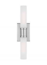 Visual Comfort & Co. Studio Collection 4565002-962 - Keaton modern industrial 2-light indoor dimmable medium bath vanity wall sconce in brushed nickel si