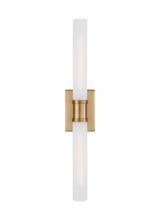 Visual Comfort & Co. Studio Collection 4665002-848 - Keaton modern industrial 2-light indoor dimmable large bath vanity wall sconce in satin brass gold f